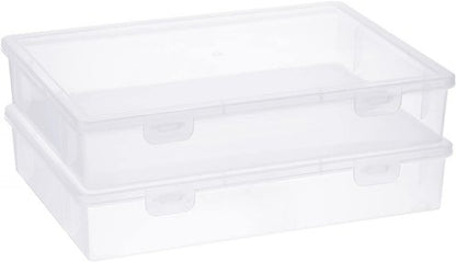 BTSKY Clear Plastic Storage Box - Versatile Craft Organizer with Flap Lid | Medium Size, 2 Pack