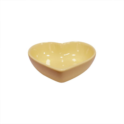 Xmomx 6 pcs Yellow Heart Shaped Porcelain Soy Sauce Dish Ceramic Dip Dipping Bowls for Dinner Baking BBQ and Cooking