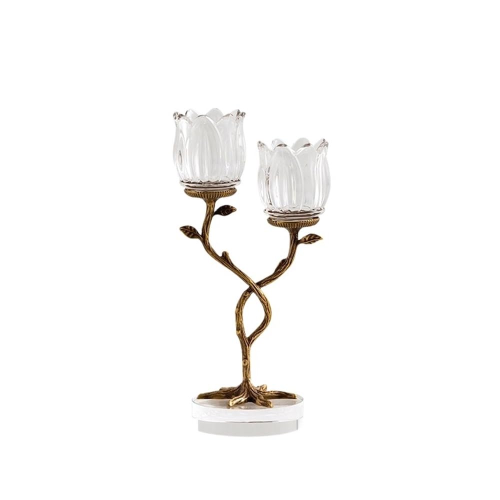 Candlesticks Light luxury creative home brass crystal glass candle holder entrance table advanced ornaments aromatherapy candle holder Decorative candle holder