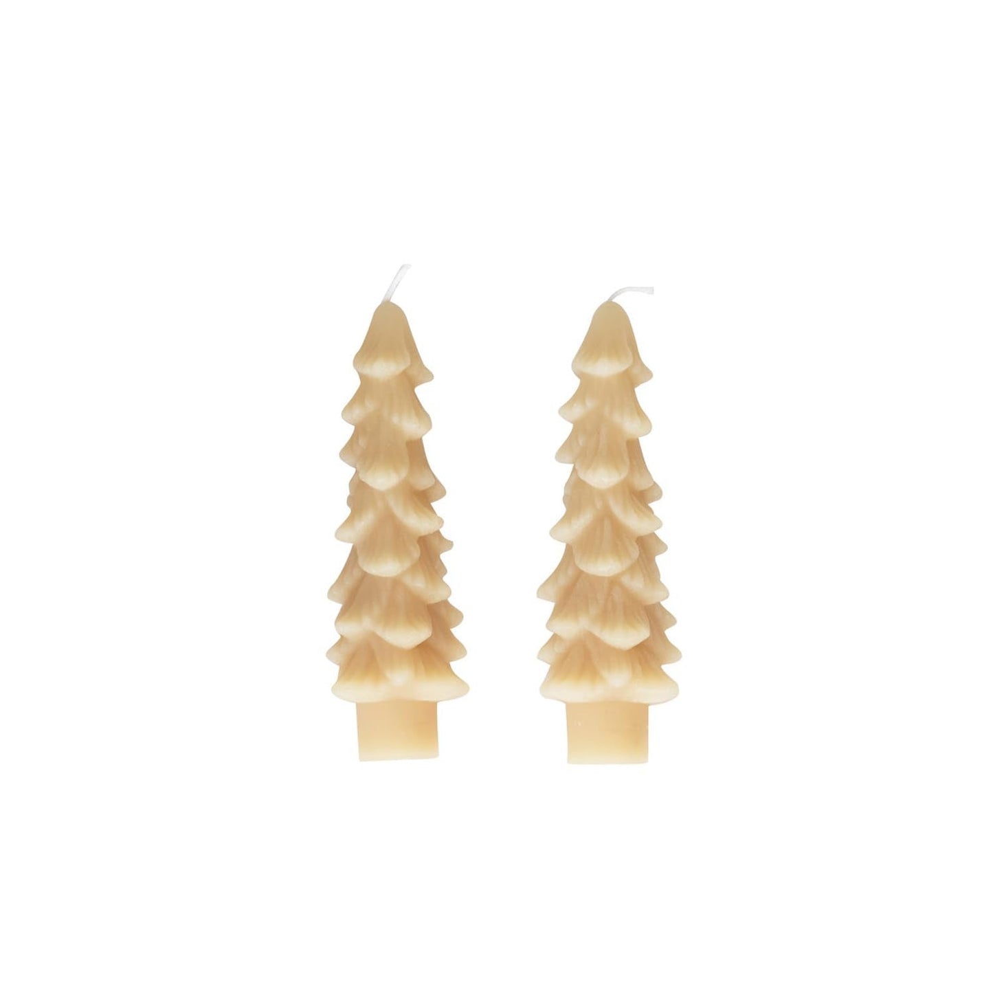 Creative Co-Op Unscented Tree Shaped Taper Candles, Eggnog, Boxed Set of 2 , 5"