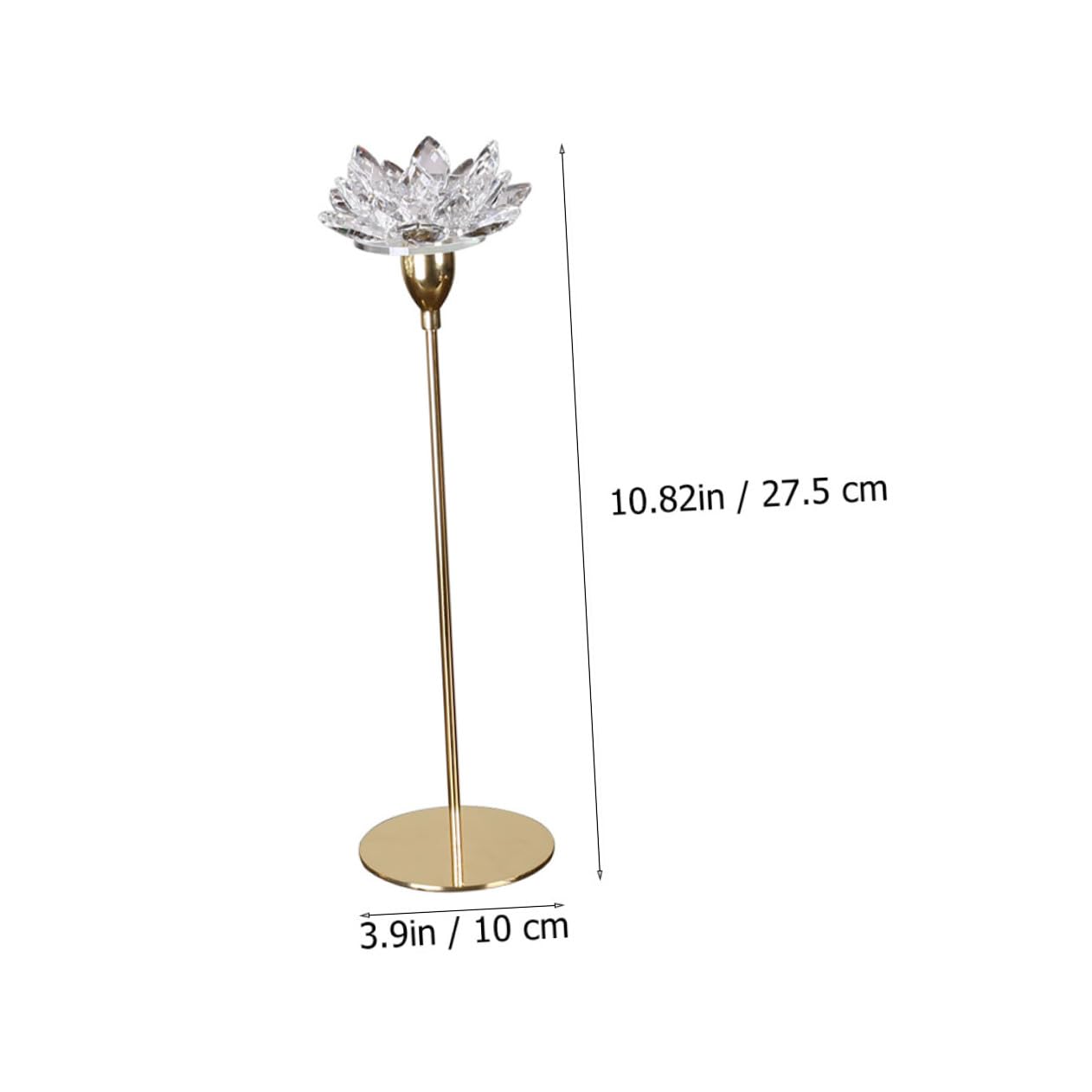 TOVINANNA Modern Simple Metal Candle Holder Small Crystal Lotus Candlestick Decorative Golden Wedding Candle Stand for Dining Room and Romantic Candlelight Dinner