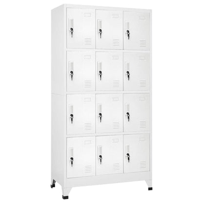 FWIKDUN Steel Cabinet Locker with 12 Spacious Compartments, Industrial Grey Rectangular Storage Unit for Office and Gym Organization