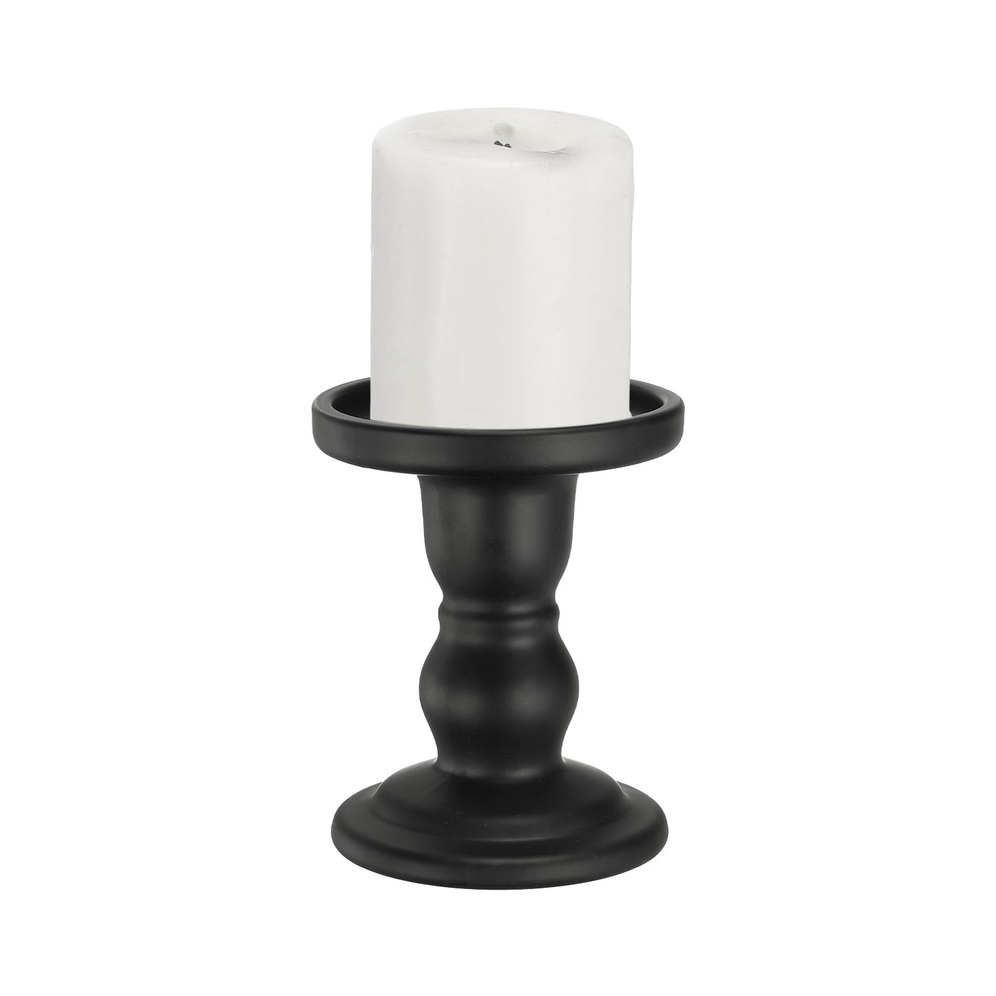 uxcell 11 cm Glass Candle Holder for Taper/Column Candles, Candle Holders Tealight Stand Candlestick for Tealight Wedding Table Centerpiece Home Decor, Matte Black