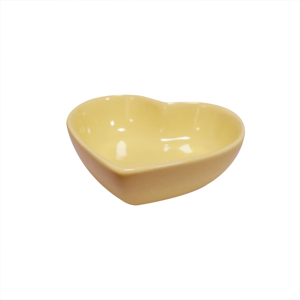 Xmomx 6 pcs Yellow Heart Shaped Porcelain Soy Sauce Dish Ceramic Dip Dipping Bowls for Dinner Baking BBQ and Cooking