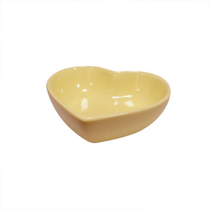 Xmomx 6 pcs Yellow Heart Shaped Porcelain Soy Sauce Dish Ceramic Dip Dipping Bowls for Dinner Baking BBQ and Cooking