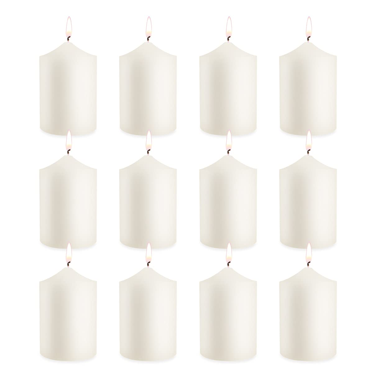 12 Pack Ivory 2x3 Inch Pillar Candles, 22 Hours Unscented Column Candles, Dripless Smokeless Unscented Candles for Home Weddings Restaurant Spa Church and Emergency