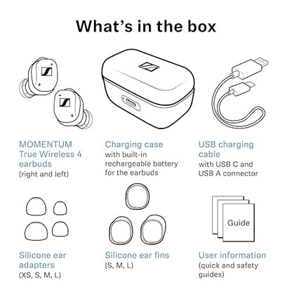 Sennheiser Momentum True Wireless 4 Smart Earbuds, Bluetooth 5.4, Crystal-Clear Sound, Noise Cancelling Earbuds, Comfortable Design, 30-Hour Battery, Adaptive ANC, LE Audio, Auracast – Black Graphite