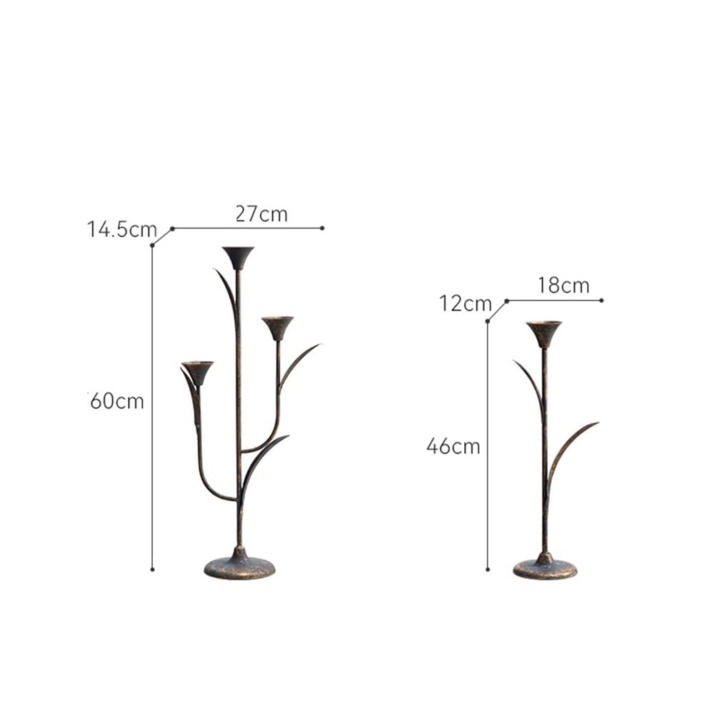 YUHUAWF Candle Holderss Retro Old Wrought Iron Candlestick Ornaments for Coffee Shops, Hotels, Dining Tables Decorative Candlestick(Small)