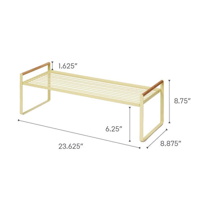 Yamazaki Home Tosca Countertop Wire Shelf - Metal Kitchen Organizer Rack - Steel + Wood -