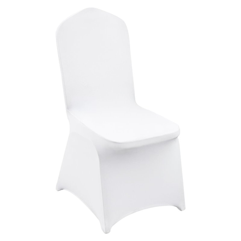 VEVOR 200 Pcs Flat-Front Chair Covers Polyester Spandex Chair Cover Stretch Slipcovers, Wedding, Holiday, Banquet, Party, Celebration, Dining, White