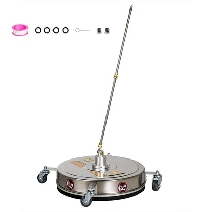 TRELVEX 20 Inch Pressure Washer Surface Cleaner Stainless Steel with 4 Wheels 4000 PSI Stainless Steel Power Washer Attachment for Driveway Sidewalk