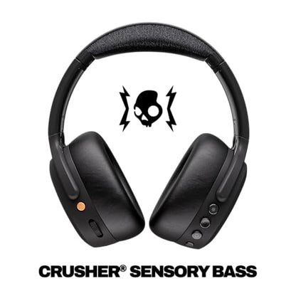 Skullcandy Crusher ANC 2 Wireless Over-Ear Bluetooth Headphones with Multi-Sensory Bass, Active Noise Cancelling, Up to 60 Hours Battery, Microphone for iPhone Android - True Black