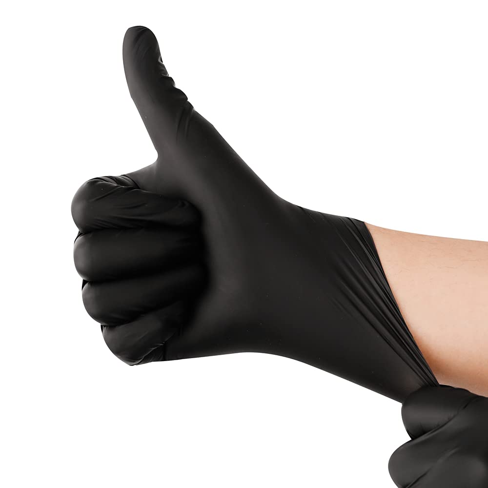 YOTU Black Disposable Nitrile Latex & Powder Free 6-Mil Gloves 100 Count, Textured, Mechanic Wearing, Cleaning, Food Black X-Large