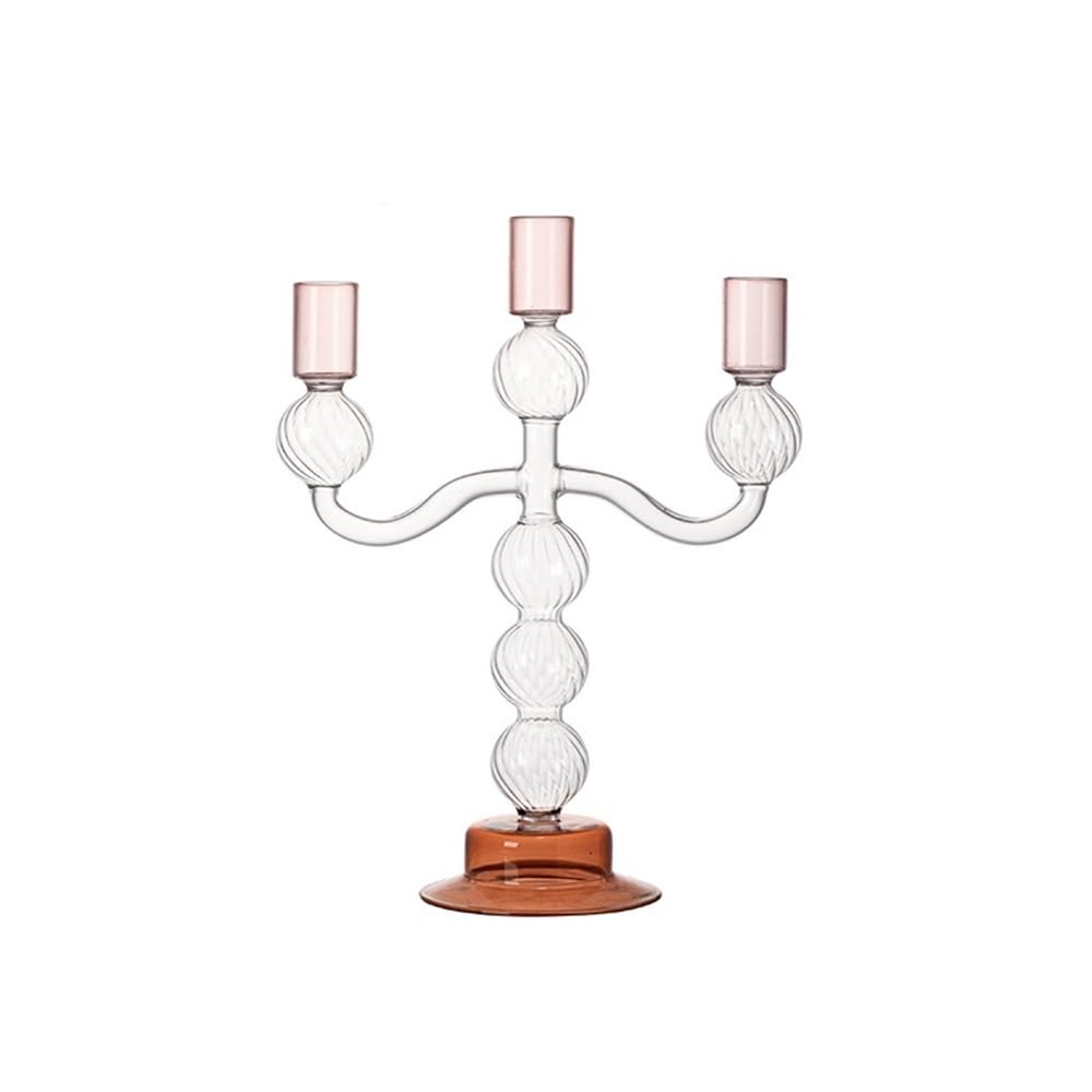 YUHUAWF Candle Holderss European Style Three-Head Glass Candlestick Home Decoration Ornaments Wedding Table Candle Holder Decorative Candlestick