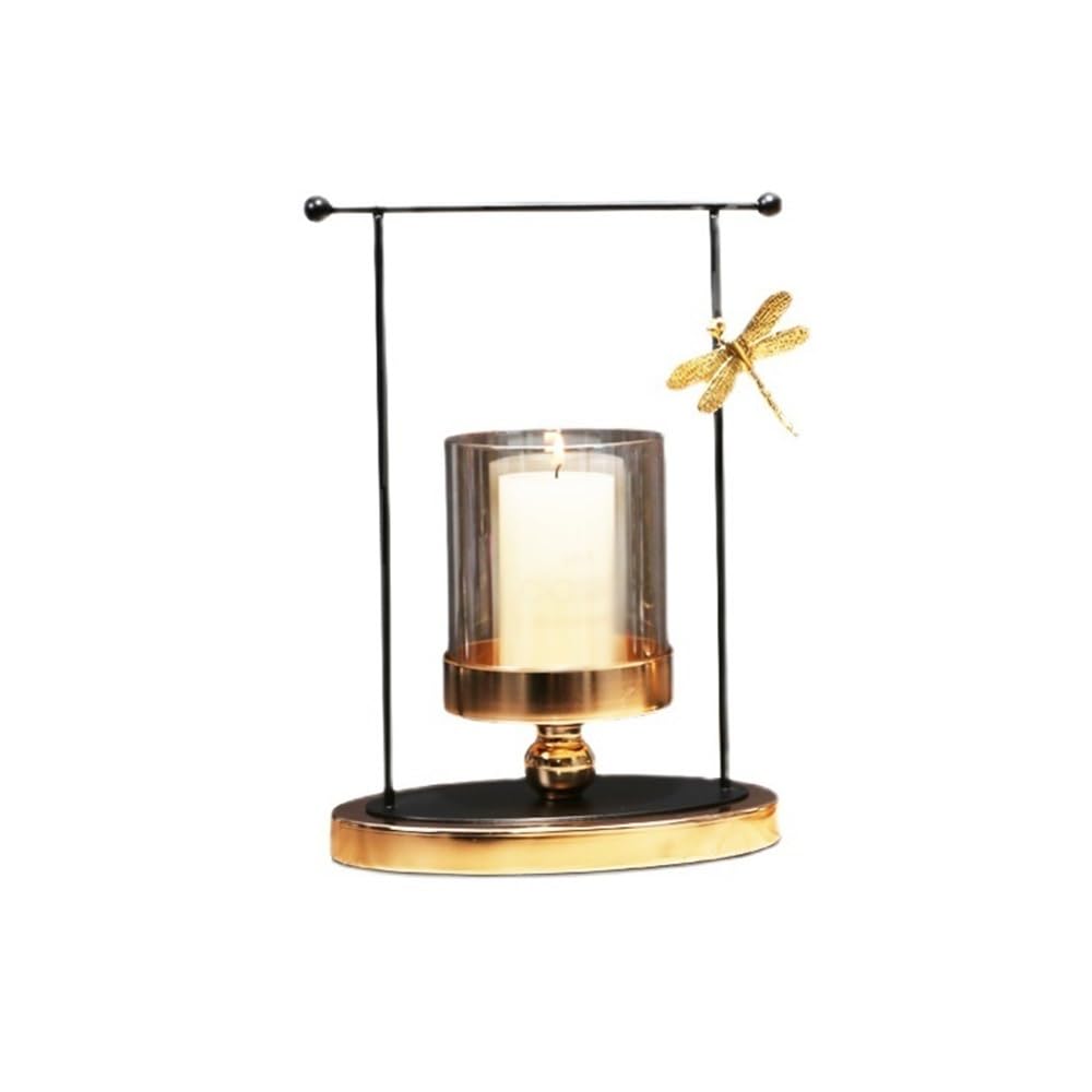 Candlestick Holders Luxury Glass Candlestick Living Room Dining Table Home Decoration Metal Candle Holder Candle Holders(Large)