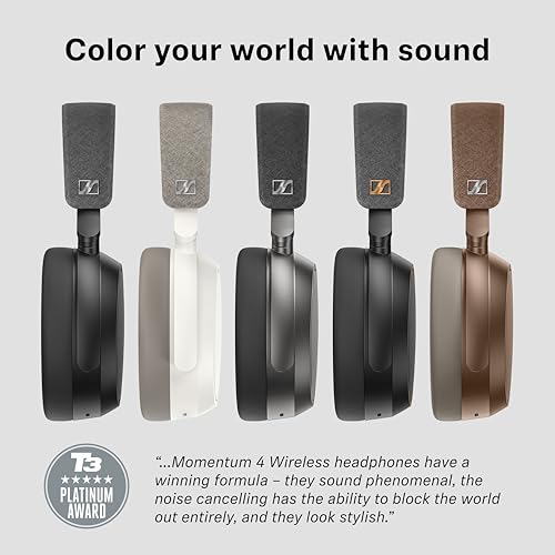 Sennheiser Momentum 4 Wireless Noise Cancelling Headphones - Bluetooth Headset for Crystal-Clear Calls with Adaptive Noise Cancellation, Over-Ear Headphones, 60h Battery Life, Folding Design, White