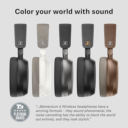 Sennheiser MOMENTUM 4 Wireless Noise Cancelling Headphones - Bluetooth Headset for Crystal-Clear Calls, Adaptive Noise Cancellation, Over-Ear Headphones, 60h Battery Life, Folding Design, Black/Copper