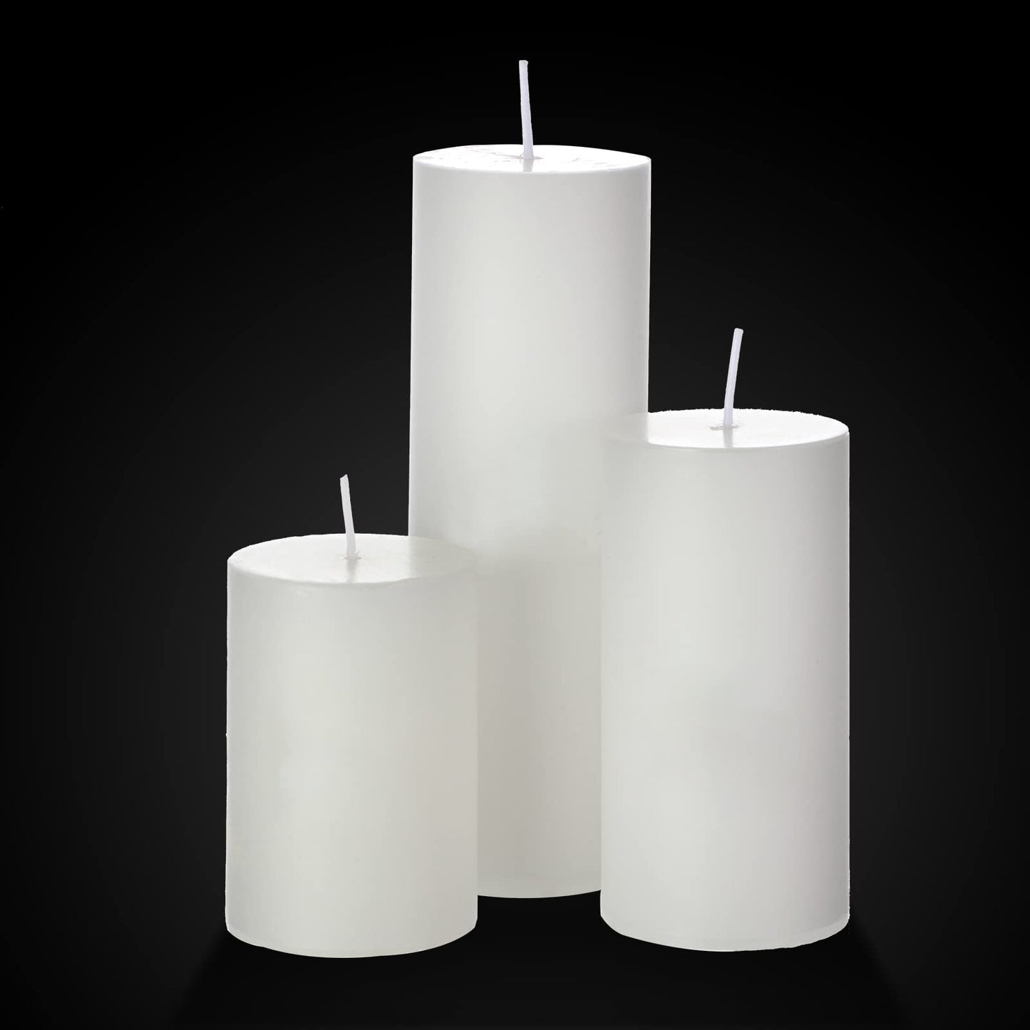 Shihanee Set of 12 Pillar Candles and Glass Cylinder Vases Clear Cylinder CandleHolders for Slim Pillar Candles Wedding Centerpieces(2.6'' X 4.7'', 5.9'', 7.9'',White)