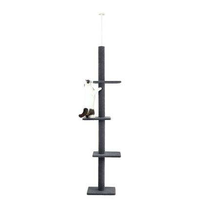Cat Craft Cat Tree Floor to Ceiling 95-108" Tall Cat Tree Carpet Cat Tower Kitten Tree Sisal Scratching Post and Mat Cat Pole for Indoor Cats, Charcoal, Style A