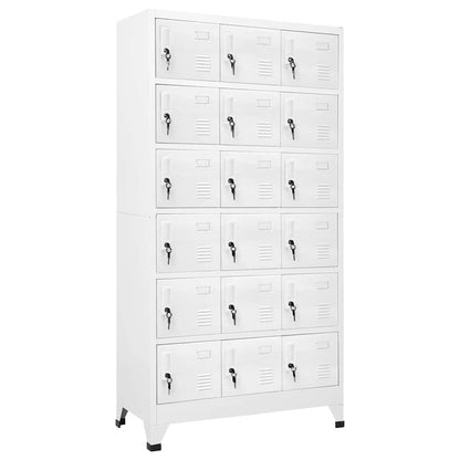 18-Compartment Metal Locker Cabinet with Lockable Doors, 35.4x15.7x70.9 Inches, for Gym and Changing Room Storage, Name Card Holders and Ventilation Holes