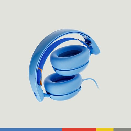 Skullcandy Grom Wired Headphones, Volume-Limiting Audio, Comfortable Over-Ear Fit, Foldable, Designed for Kids 6+, Convenient for Travel with 3.5mm AUX Plug, Built-in Microphone - Surf Blue