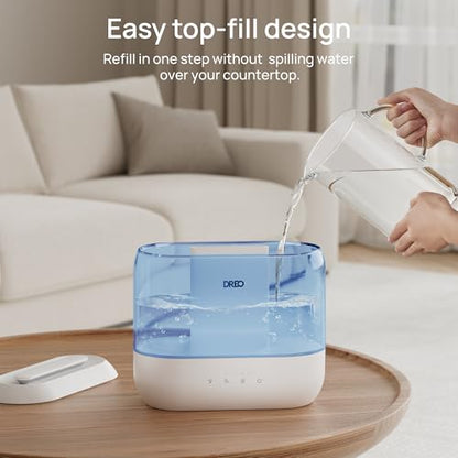 Dreo Humidifiers for Bedroom, 4L Top Fill for Large Room, 36H Runtime, 28 dB Quiet Supersized Cool Mist Air Humidifier for Baby Nursery, Plants, Indoor, Night Light, Easy to Clean & Fill