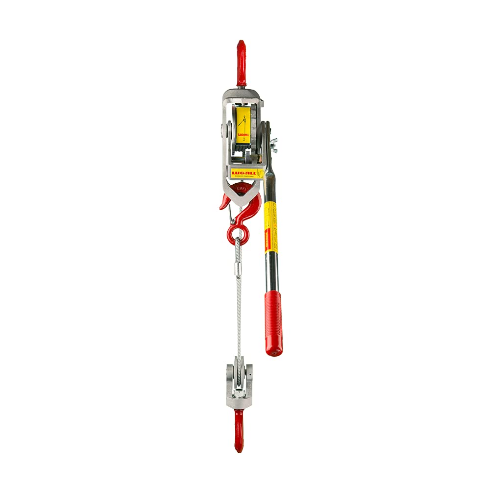 Lug-All 3000-10 Industrial-Grade Cable Come Along Ratchet Winch Hoist Featuring Double or Single Line Lift Capabilities With 1 1/2 Ton Capacity
