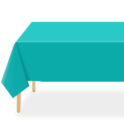 QIKSION Teal Plastic Table Cloth Disposable 6 Pack, 54 x 108 Inch Tablecloths for Easter Party, Summer, Turquoise Rectangle Table Cover