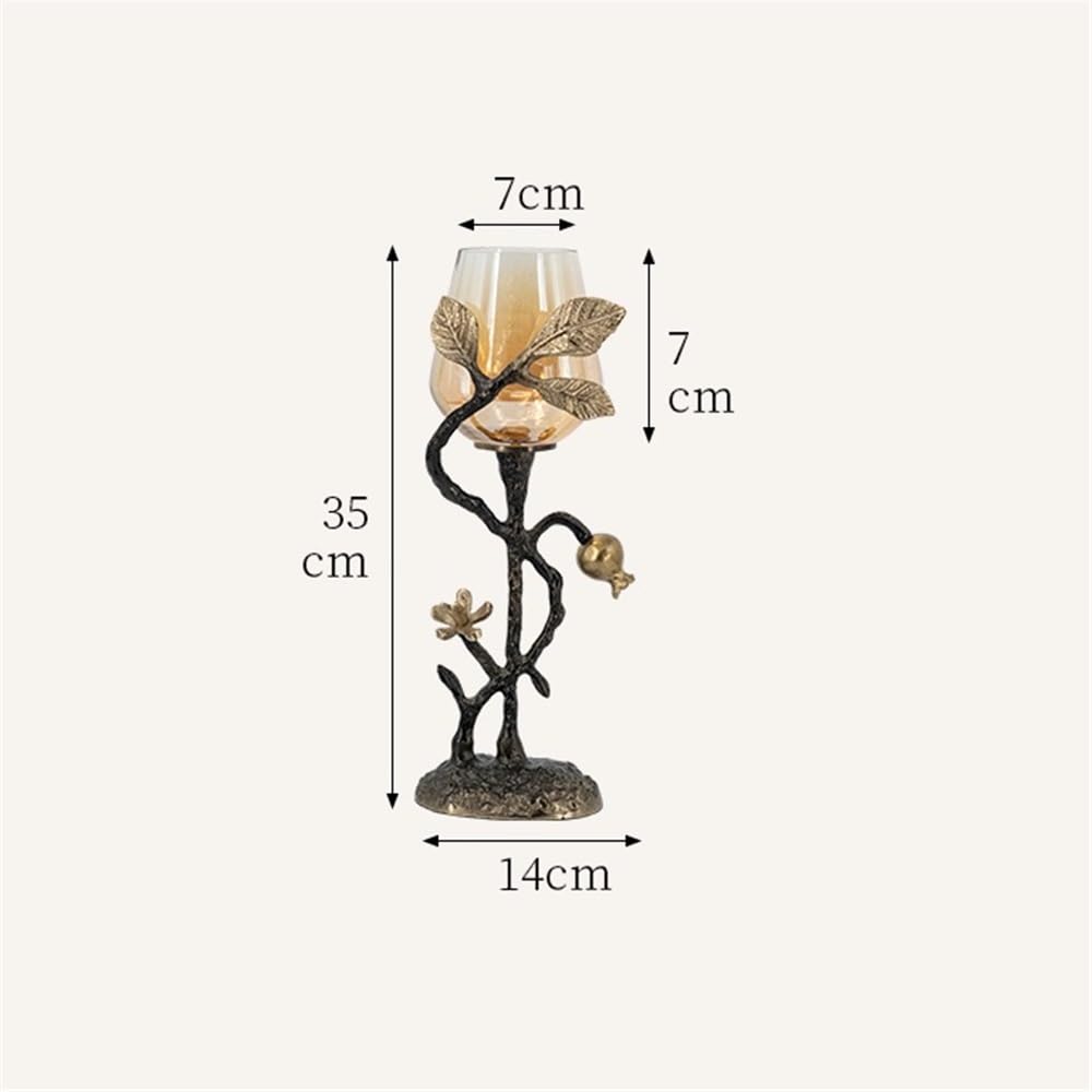 YUHUAWF Candle Holderss Home Creative Candlestick Ornaments Retro Table Decoration Metal Glass Candle Holder Decorative Candlestick(Small)
