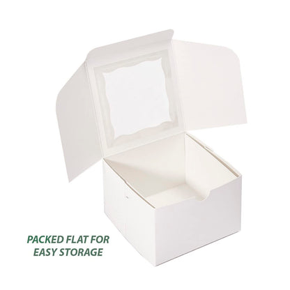 Huoshange Cookie Boxes with Window 5x5x3.5 Inch[50 Pack] Premium White Bakery Boxes,Mini Treat Box, Pastry Box for Mini Bundt Cake and Individual Cheesecakes