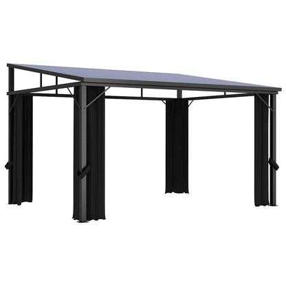 Outdoor Gazebo 13.3'x9.6' Hardtop Canopy Pavilion with 4 Curtains for Patio Garden Backyard Events Anthracite