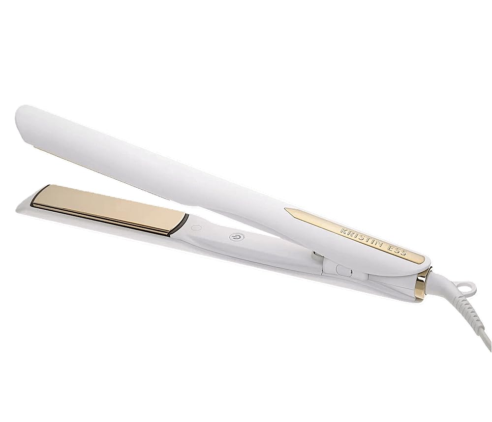 Kristin Ess 3-in-One Professional Titanium Hair Straightener Curler 2 in 1 + Beach Waver Combo for Women with Curly, Frizzy + Thick Hair - 1 1/4 Inch Dual Voltage Flat Iron + Travel Cap - 440 Degree