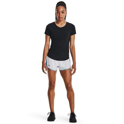 Under Armour Women's Fly by 2.0 Running Shorts, (105) White/Varsity Blue/Reflective, XX-Large