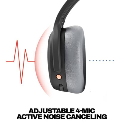 Skullcandy Crusher ANC 2 Wireless Over-Ear Bluetooth Headphones with Multi-Sensory Bass, Active Noise Cancelling, Up to 60 Hours Battery, Microphone for iPhone Android - Black/Asphalt