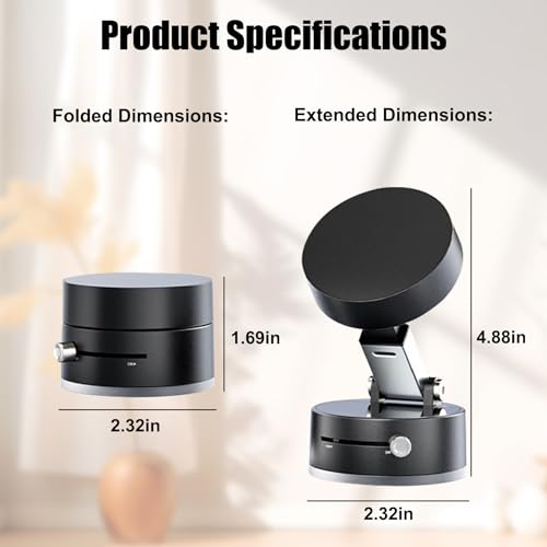 2025 New Magnetic Phone Holder with Vacuum Suction,Foldable Retractable Phone Mount，Dual-Sided Mount for All Phones, Universal Compatibility, Durable Plastic for Car, Gym, Smooth Surfaces