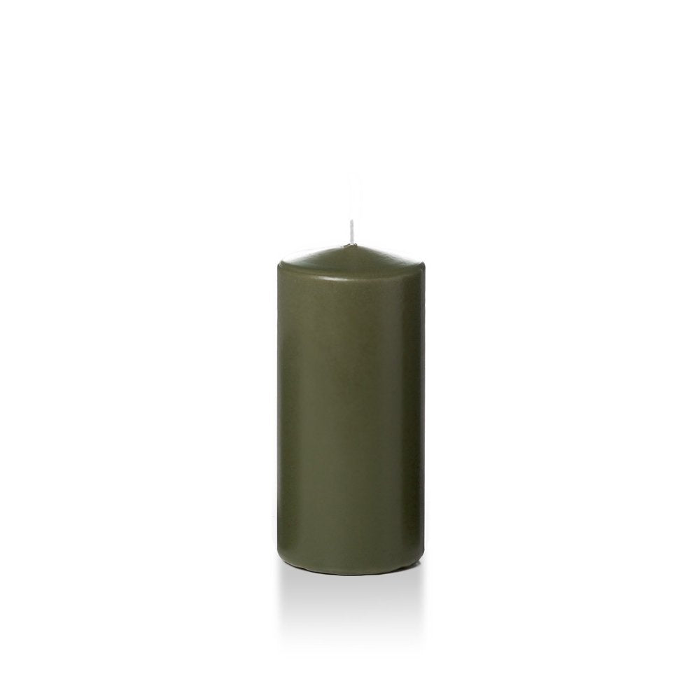 yummi Case of 12 3" x 6" Olive Round Pillar Candles