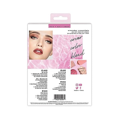 Real Techniques 5 Piece Everyday Essentials Makeup Brush Set, Includes 4 Brushes & Makeup Sponge, For Foundation, Blush, Bronzer, Contour, Eyeshadow, & Powder, Travel Gift Set, Cruelty-Free & Vegan