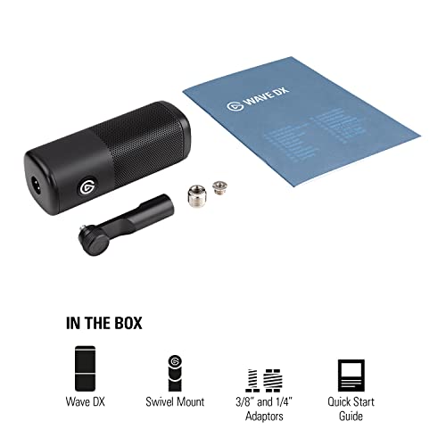Elgato Wave DX - Dynamic XLR Microphone, Cardioid pattern, Noise Rejection, speech optimised for Podcasting, Streaming, Broadcasting, No Signal Booster Required, works with any Interface, for Mac, PC