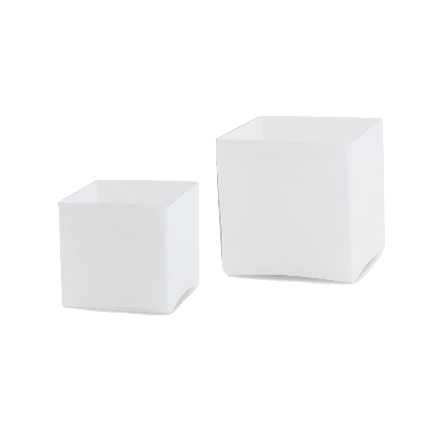 WGV Cube Glass Vase Bulk, Candle Holder, 6"x6"x6", White Elegant Floral Accent Container Planter Terrarium Wedding Ceremony Event Home Decor, 6 Pieces, VCB0006WT