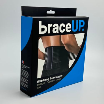BraceUP Back Brace for Men and Women Lower Back - Breathable Waist Lumbar Support Belt for Sciatica, Herniated Disc, Scoliosis Back Pain Relief, with Dual Adjustable Straps (L/XL 35-43 In)