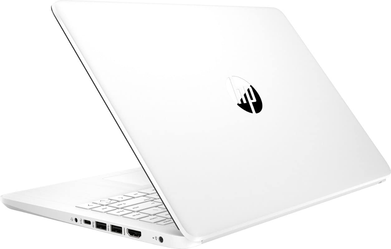 HP 14" Business & Student Laptop with 1-Year Microsoft Office 365, 4-Cores Intel Processor, 320GB Storage (64GB SSD+256GB SD Card), 8GB RAM, Windows 11, PLUSERA Earphones, Snowflake White