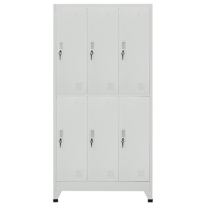 PUGYNBK Grey Steel Large Locker Cabinet with Six Lockable Compartments for Secure Storage, Durable Industrial Style Organizer for Office, Gym, or Home