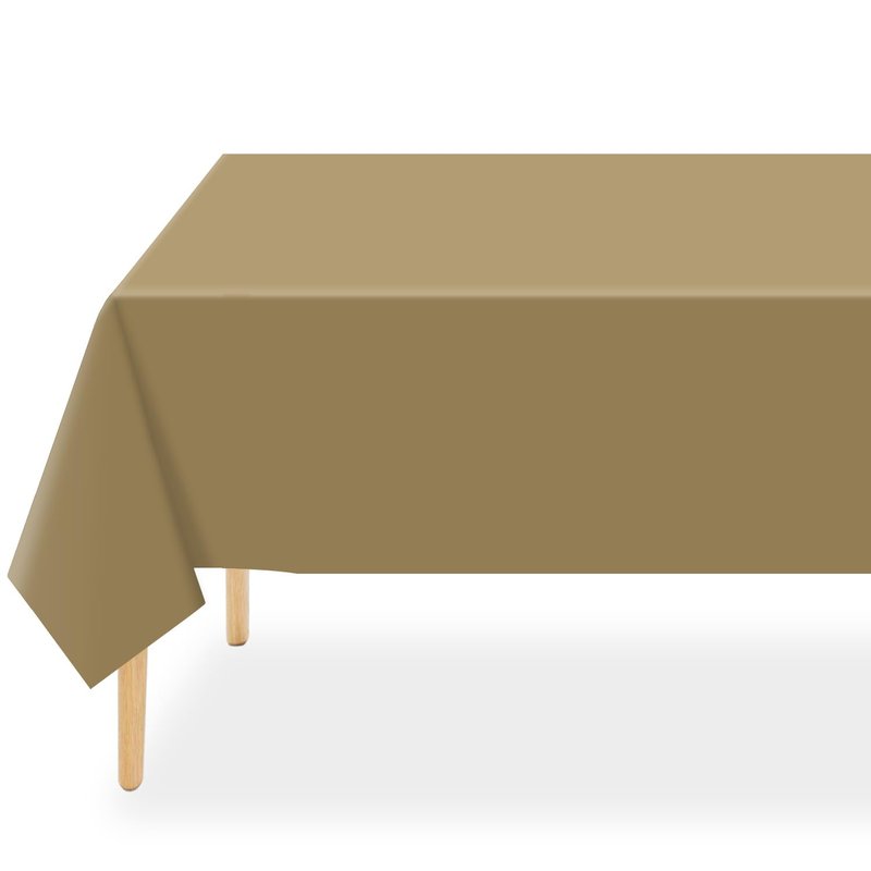 QIKSION Gold Plastic Table Cloth Disposable 6 Pack, 54 x 108 Inch Tablecloths for Graduation, Thanksgiving, Christmas Decorations, Rectangle Table Cover