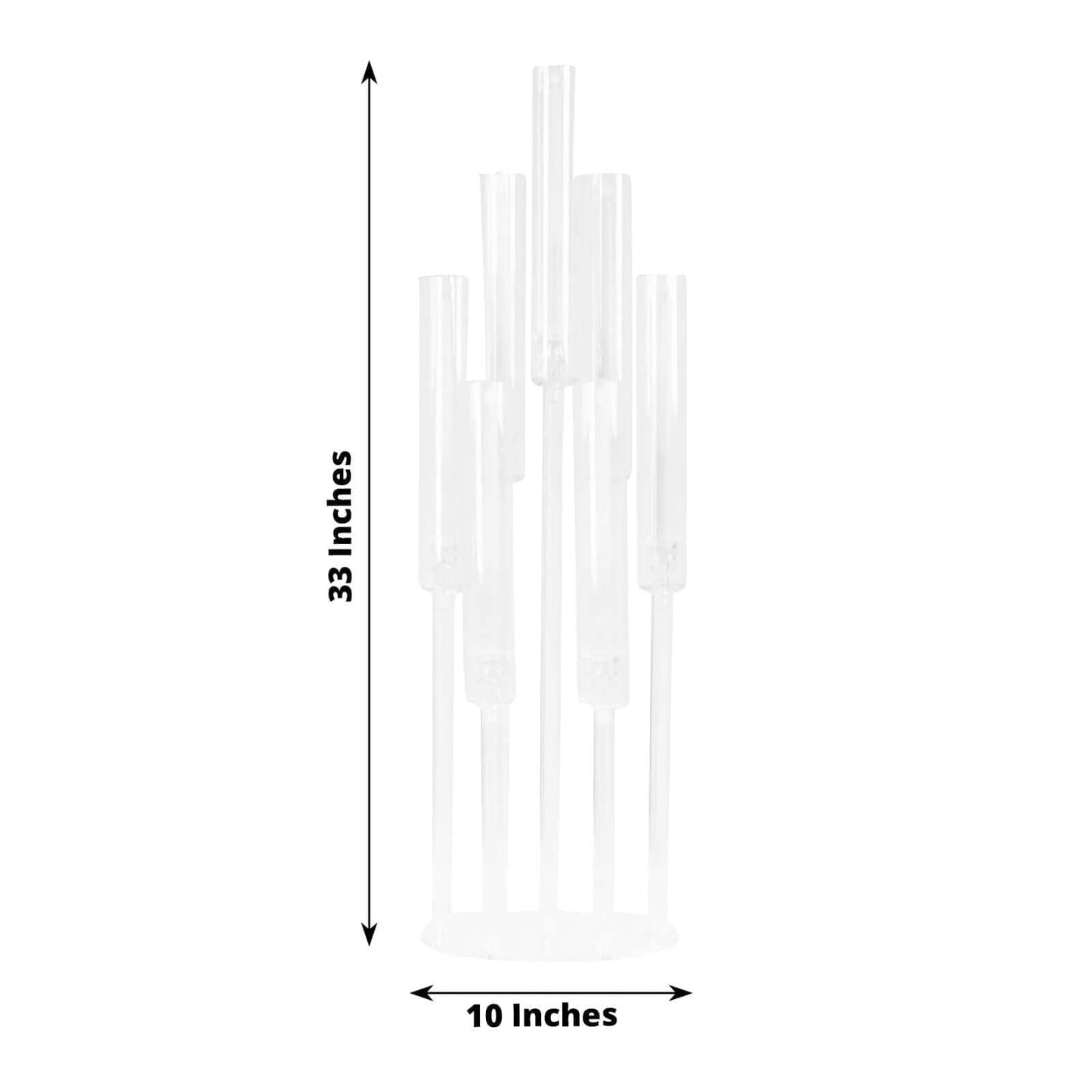 Efavormart 7 Arm Clear Acrylic Cluster Round Taper Candle Holder Candelabra, Pillar Candle Stick Stand with Circular Base - 33" Tall