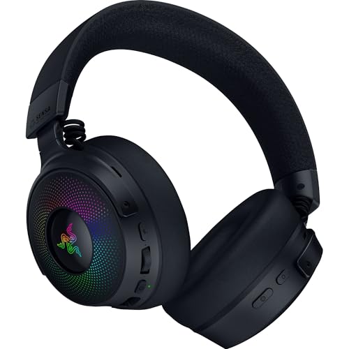 Razer Kraken V4 Pro Wireless Gaming Headset: OLED Control Hub - HD Haptics - 2.4GHz Wireless - Bluetooth - USB - 3.5 mm - Super Wideband Mic - For PC, Mac, PS5, Nintendo Switch, Steam Deck, Smartphone