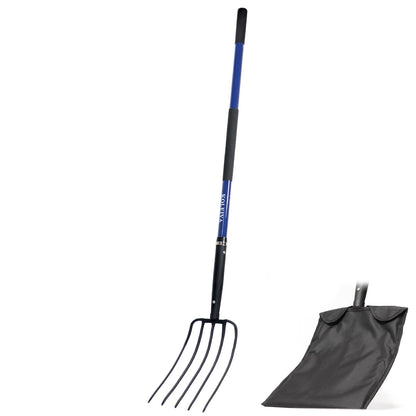 KOLEIYA 5-Tine Pitchfork for Gardening, 57-Inch Heavy Duty Garden Fork with Fiberglass Handle, for Mulch, Compost, Manure, Hay, and Soil Loosening,Blue