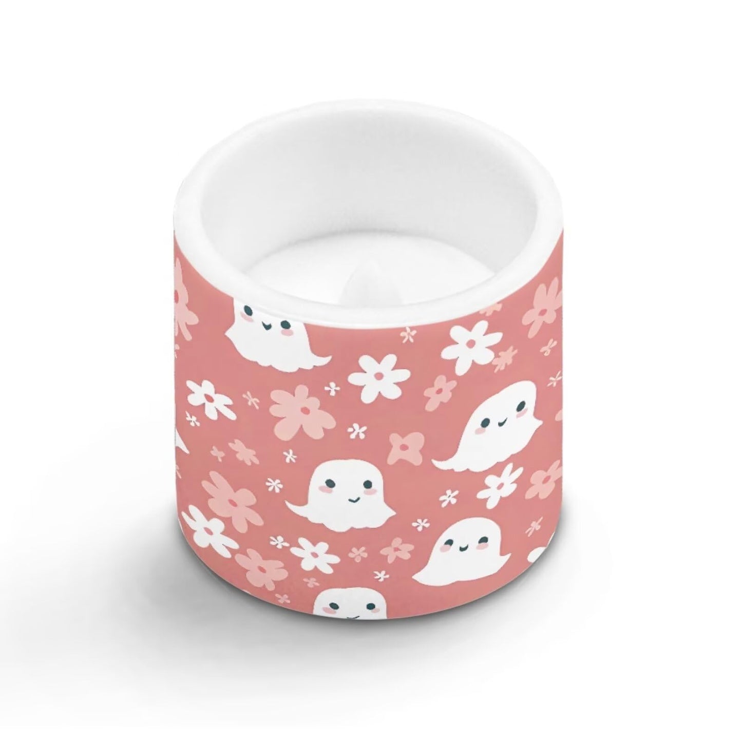 Merkmak Pink Battery Operated Flameless Candles with Remote and Timer Halloween Flameless LED Pillar Candles for Banquet, Party, Home Decoration Battery Tealights, Spider Web Ghost