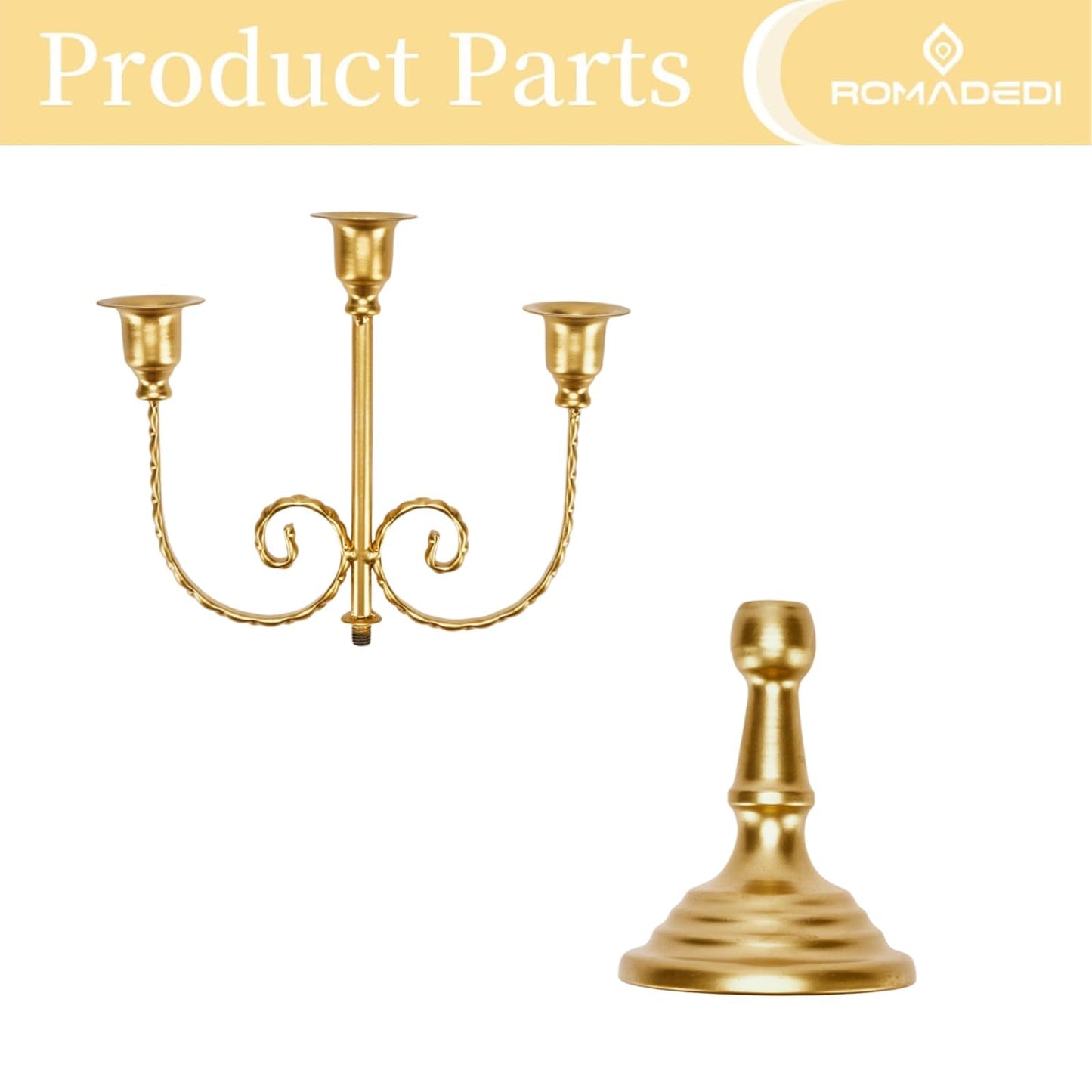 Romadedi Candelabra Black Candle Holders: 3 Arm Halloween Candlestick Holder 11.8" Gothic Home Decor for Party Table Centrepiece Mantel Christmas