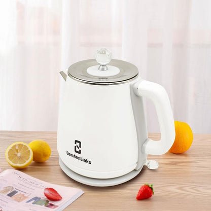 White 1.8L Electric Tea Kettle, Electric Kettle, Stainless Steel electric tea kettle for Fast Boiling Water, hot water Kettle, Double wall and Boil-Dry Protection with Auto-Shutoff.