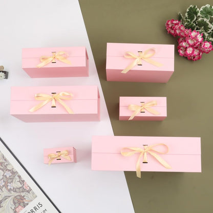 BoxSkivra Large Pink Gift Box with Ribbon 1 Pack 16.5X13X5.3 Inch Extra Large Gift Box with Lid Magnetic Closure Rectangle Collapsible Luxury Boxes for Mother's Day、Shredded Paper Filler & Card